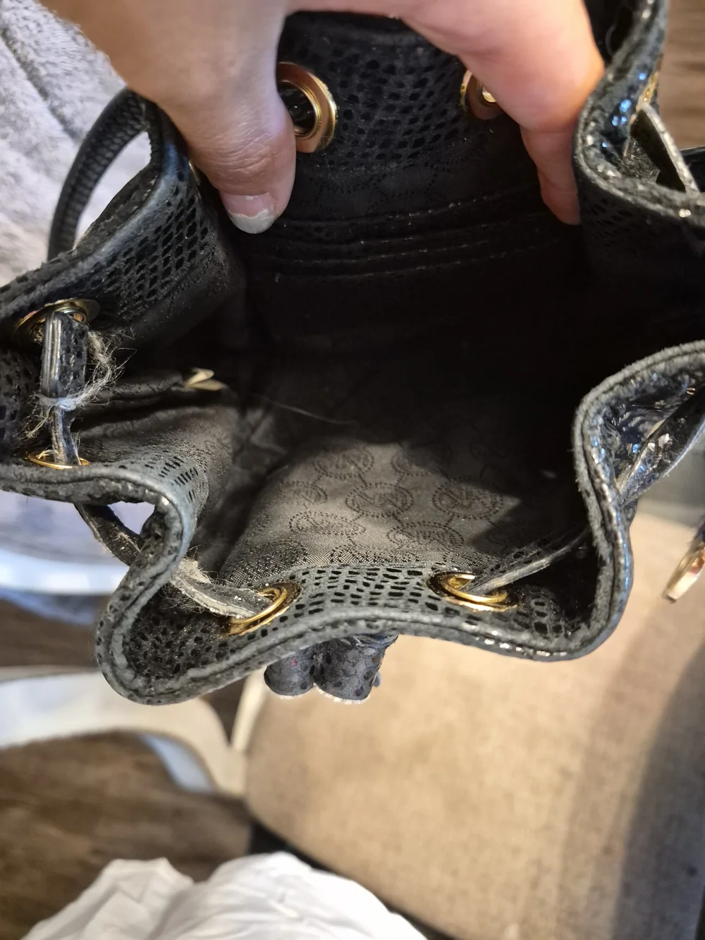 Michael Kors Black Sequin Bucket Crossbody Bag with Gold Hardware